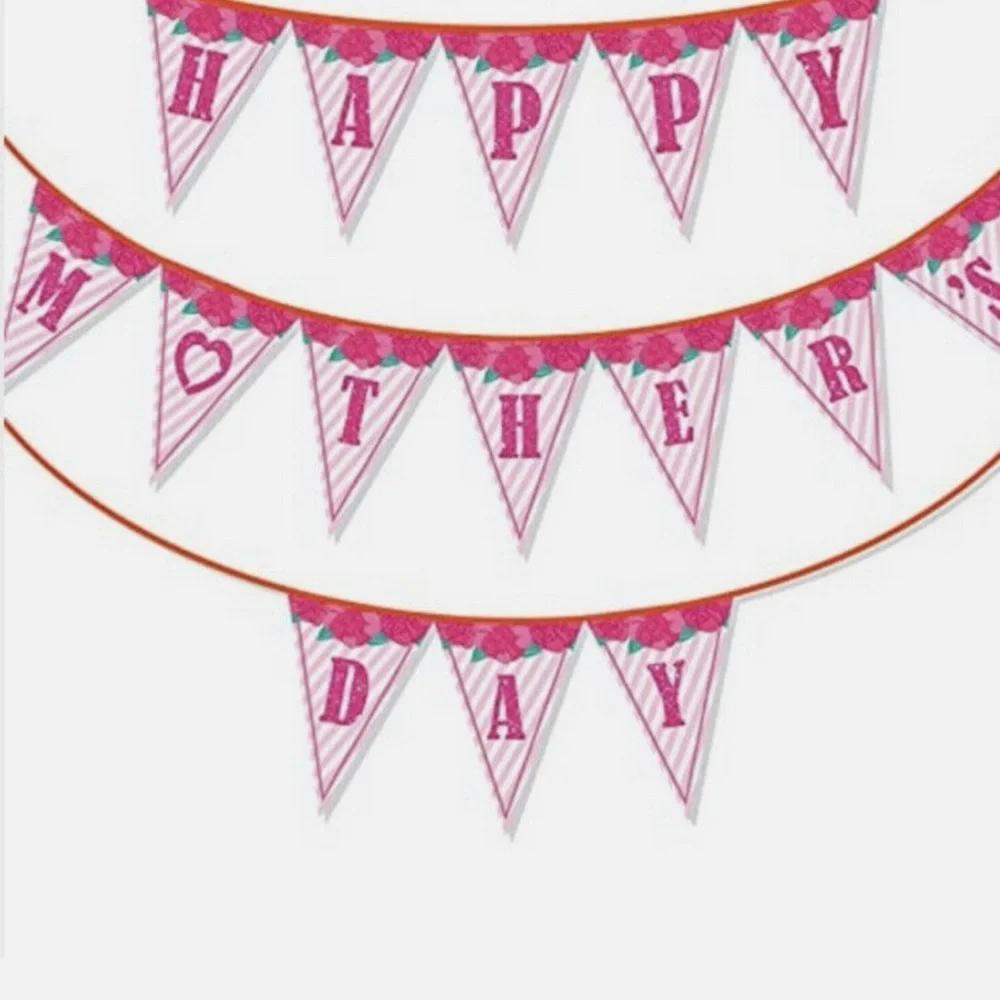 Mother’s Day party Banners String Hanging Triangle Bunting garlands